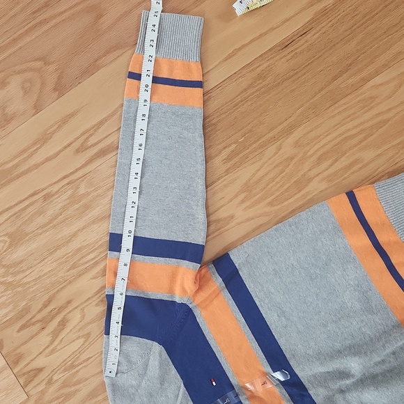 Tommy Hilfiger Men's Zip-Up Gray Sweater with Blue and Orange Stripes Large - Picture 12 of 17